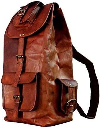 Shy Shy Let’s Touch The Sky Rustic Vintage Leather Backpack Travel Rucksack knapsack Daypack Bag for Men Women Brown