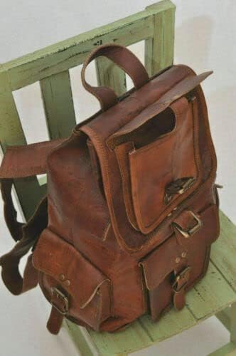 Shy Shy Let’s Touch The Sky Rustic Vintage Leather Backpack Travel Rucksack knapsack Daypack Bag for Men Women Brown