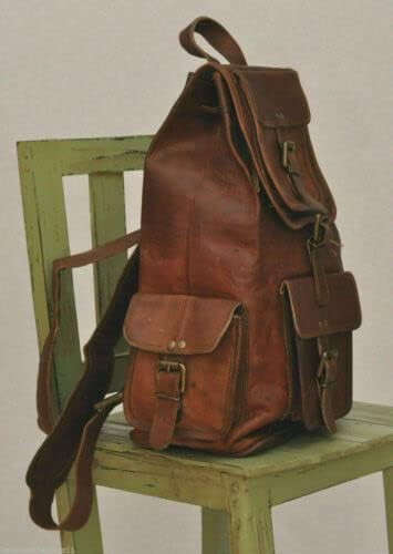 Shy Shy Let’s Touch The Sky Rustic Vintage Leather Backpack Travel Rucksack knapsack Daypack Bag for Men Women Brown