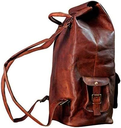 Shy Shy Let’s Touch The Sky Rustic Vintage Leather Backpack Travel Rucksack knapsack Daypack Bag for Men Women Brown