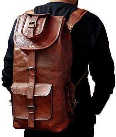 Shy Shy Let’s Touch The Sky Rustic Vintage Leather Backpack Travel Rucksack knapsack Daypack Bag for Men Women Brown
