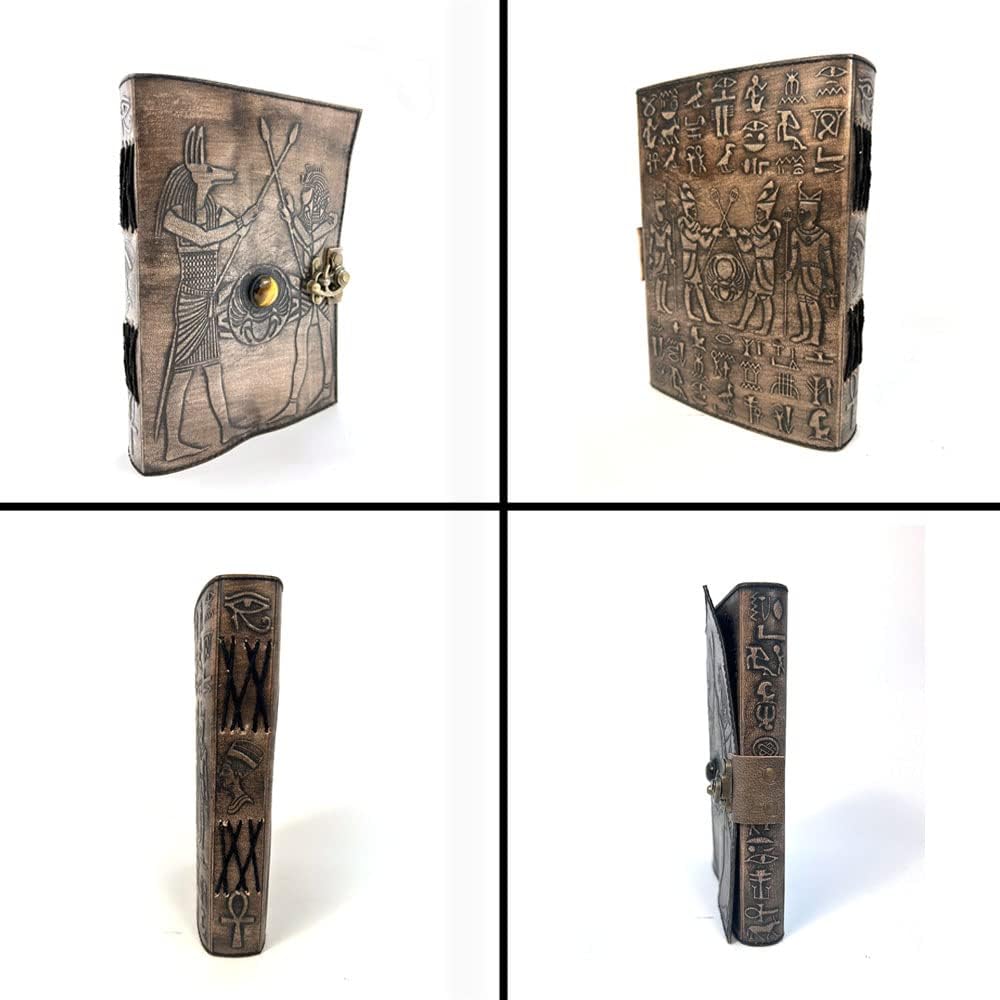 Shy Shy Let's Touch The Sky Egypt Theme Leather Journal Refillable Paper Handmade writing Notebook Travel Diary leather Bound Daily Notepad 240 Kraft Pages, Rustic Brown, 5 x 7 in