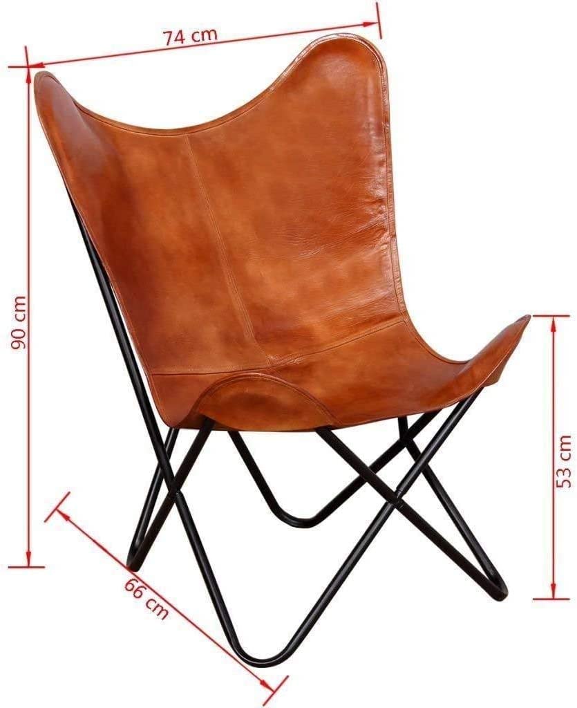 Leather Living Room Chairs-Butterfly Chair Brown Leather Butterfly Chair-Handmade with Powder Coated Folding Iron Frame (Cover with Folding Frame) (Black Frame) (Tan Cover with Black Frame)