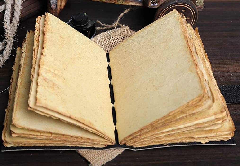 Handmade Sun & Moon Vintage Leather Journal for Men & Women 200 Pages Antique Handmade Deckle Edge Vintage Paper, Leather Sketchbook, Drawing Journal, Printed leather Journal With C Lock, Great Gift