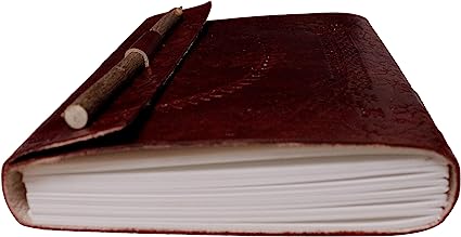 Shy Shy Let’s Touch The Sky Antique Handmade Leather | Notepad Sketch Book Leather | Embosses Leather Journals | Best Gift For Art Sketchbook | Lock With Wooden Pencil & Handmade Paper