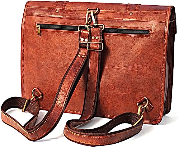 Handmade Leather Messenger Laptop Computer Satchel Distressed Bag (13" X 18") Stylish Backpack and Briefcase Bag for Men