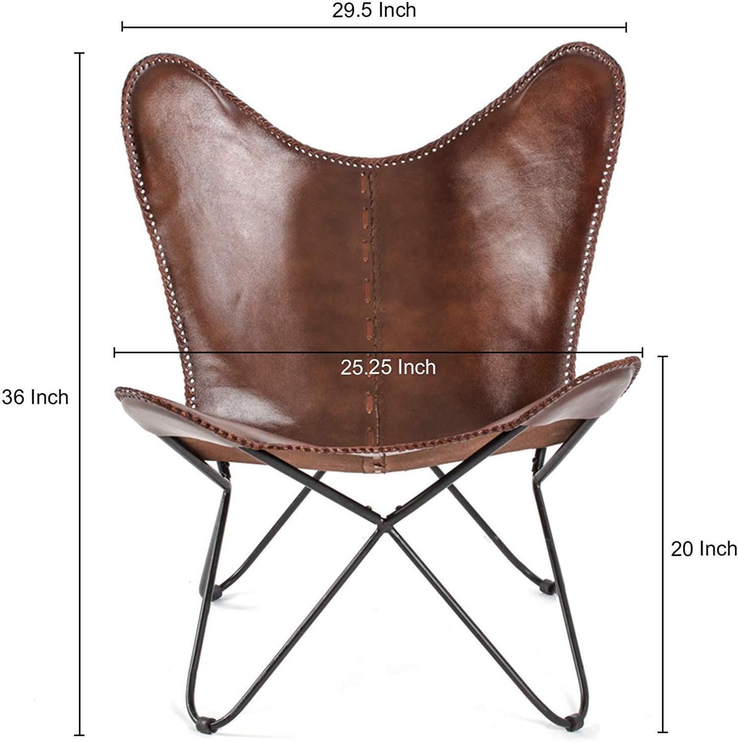 Shy Shy Let’s Touch The Sky Butterfly Chair Brown Leather Butterfly Chairs Handmade with Powder Coated Steel Frame (Butterfly Chair Frame)