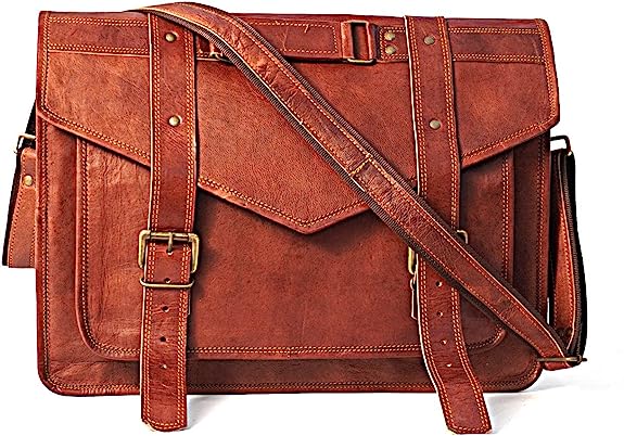 Handmade Leather Messenger Laptop Computer Satchel Distressed Bag (13" X 18") Stylish Backpack and Briefcase Bag for Men