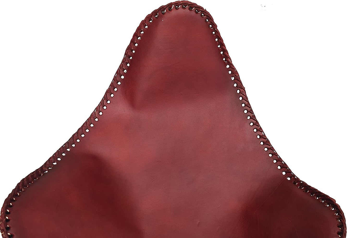 Shy Shy let's Touch The Sky Handmade Leather Arm Chair Cover with Iron Stand and Leather Stool Leather Butterfly Chair Home Decor Rich Brown