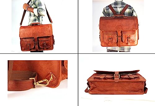 Handmade Leather Messenger Laptop Computer Satchel Distressed Bag (13" X 18") Stylish Backpack and Briefcase Bag for Men