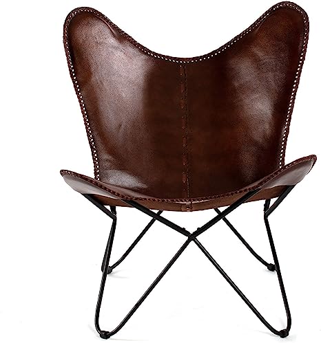 Shy Shy Let’s Touch The Sky Butterfly Chair Brown Leather Butterfly Chair Handmade (Butterfly Chair Cover)