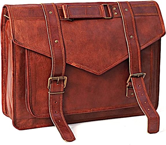Handmade Leather Messenger Laptop Computer Satchel Distressed Bag (13" X 18") Stylish Backpack and Briefcase Bag for Men