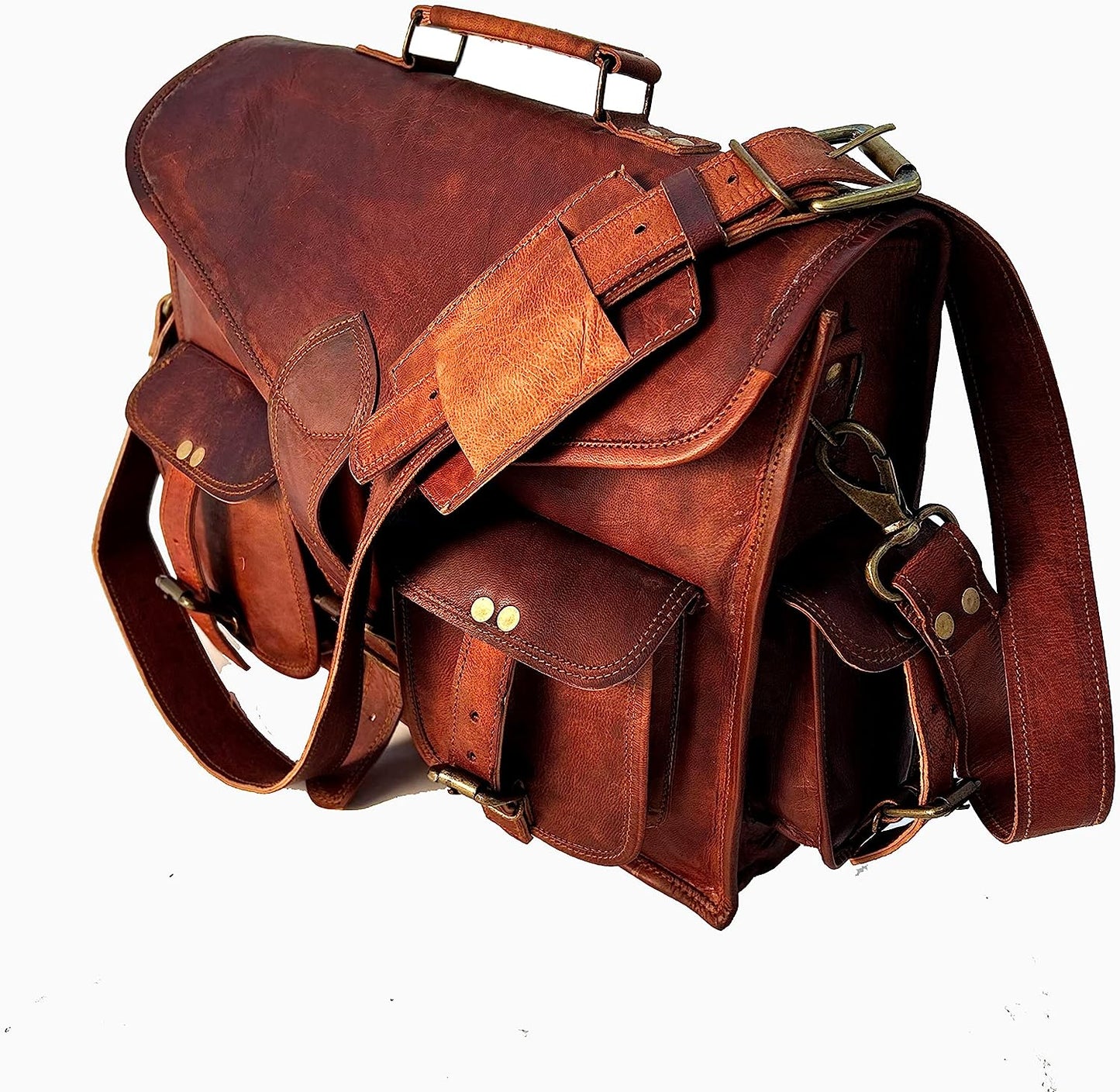 15 Inch Rustic Vintage Leather Messenger Bag Leather Laptop Bag Men's Leather Briefcase Satchel Bag
