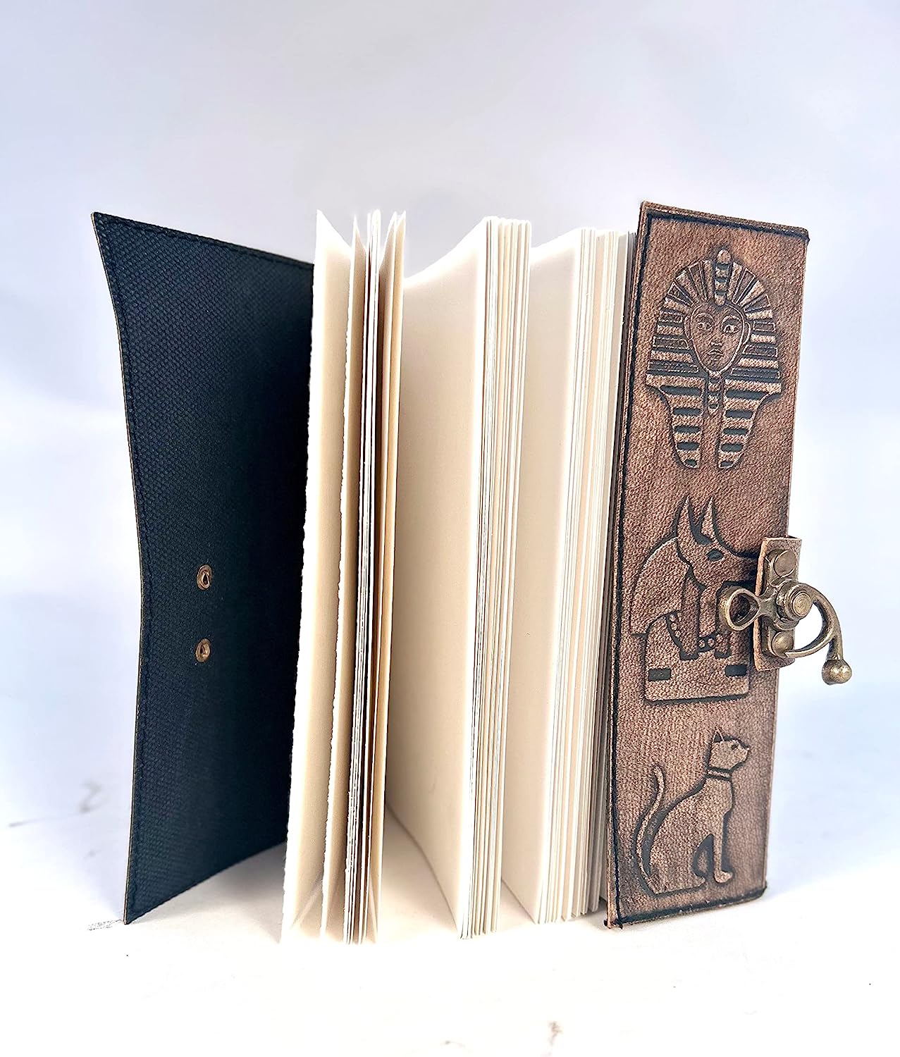 Shy Shy Let's Touch The Sky Egypt Theme Leather Journal Refillable Paper Handmade writing Notebook Travel Diary leather Bound Daily Notepad 240 Kraft Pages, Rustic Brown, 5 x 7 in