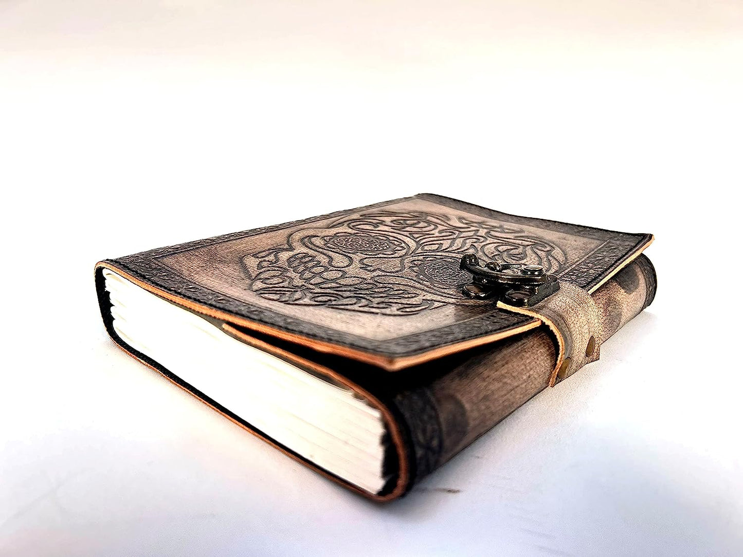 Shy Shy Let's Touch The Sky Embossed Leather Bound Daily Notepad for women and men Travel Journals Vintage Handcraft Embossed Skull Antique Diary Notebook 7X5 Inch