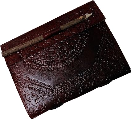 Shy Shy Let’s Touch The Sky Antique Handmade Leather | Notepad Sketch Book Leather | Embosses Leather Journals | Best Gift For Art Sketchbook | Lock With Wooden Pencil & Handmade Paper
