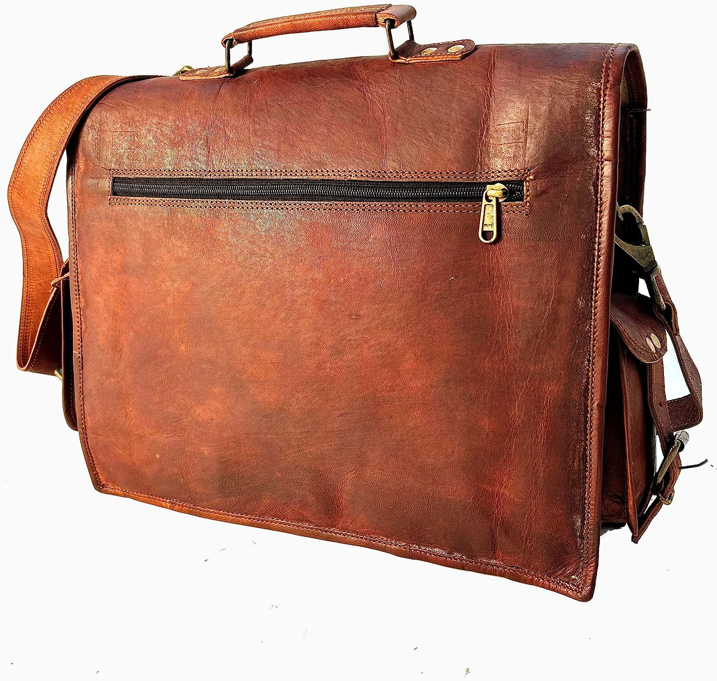 15 Inch Rustic Vintage Leather Messenger Bag Leather Laptop Bag Men's Leather Briefcase Satchel Bag