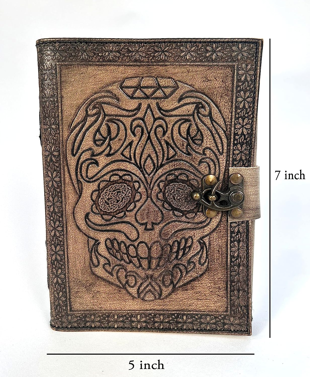Shy Shy Let's Touch The Sky Embossed Leather Bound Daily Notepad for women and men Travel Journals Vintage Handcraft Embossed Skull Antique Diary Notebook 7X5 Inch
