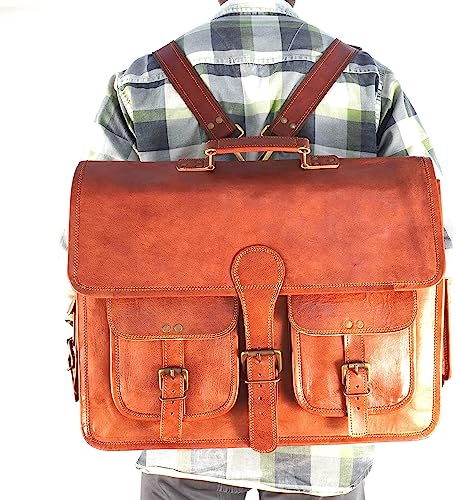 Handmade Leather Messenger Laptop Computer Satchel Distressed Bag (13" X 18") Stylish Backpack and Briefcase Bag for Men