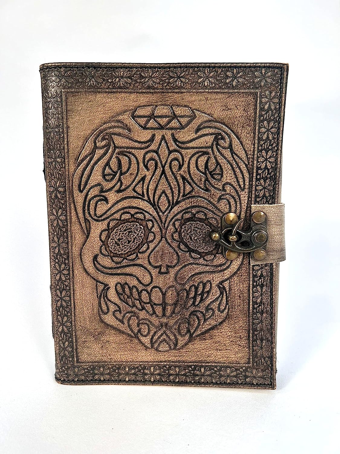 Shy Shy Let's Touch The Sky Embossed Leather Bound Daily Notepad for women and men Travel Journals Vintage Handcraft Embossed Skull Antique Diary Notebook 7X5 Inch