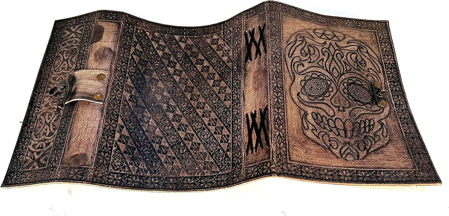 Shy Shy Let's Touch The Sky Embossed Leather Bound Daily Notepad for women and men Travel Journals Vintage Handcraft Embossed Skull Antique Diary Notebook 7X5 Inch