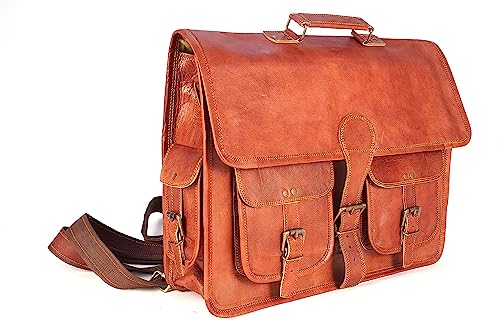 Handmade Leather Messenger Laptop Computer Satchel Distressed Bag (13" X 18") Stylish Backpack and Briefcase Bag for Men