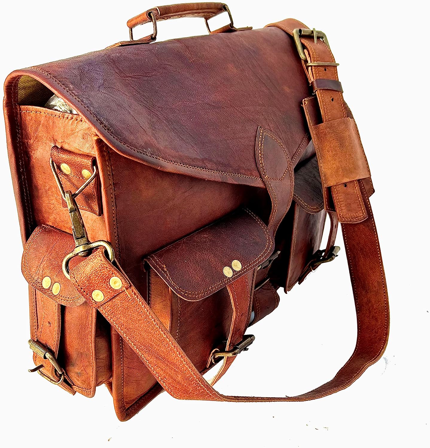 15 Inch Rustic Vintage Leather Messenger Bag Leather Laptop Bag Men's Leather Briefcase Satchel Bag