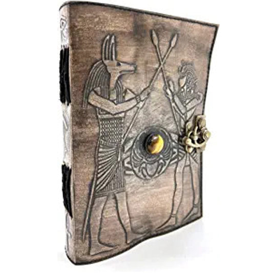 Shy Shy Let's Touch The Sky Egypt Theme Leather Journal Refillable Paper Handmade writing Notebook Travel Diary leather Bound Daily Notepad 240 Kraft Pages, Rustic Brown, 5 x 7 in