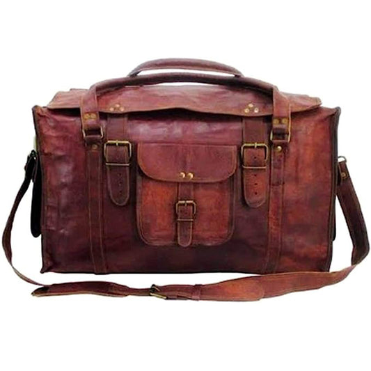 Retro Style Carry on Luggage Flap Distressed Leather Duffel Bag for Men and Women
