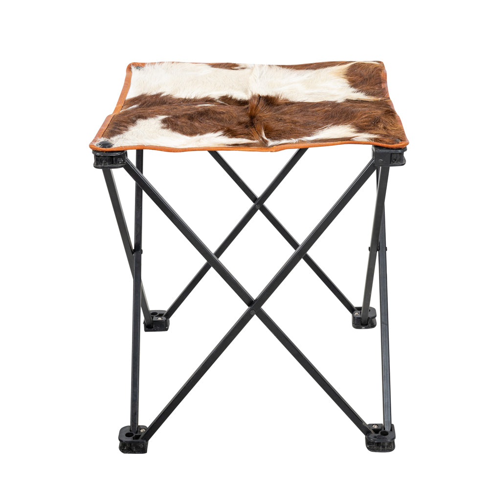 Shy Shy Let's Touch The Sky Vintage Hair-on Camping Stool, Portable Folding Stool for Outdoor Walking Hiking Fishing Camping Chair Foot Stool,Collapsible, Portable Footrest 20x17inch