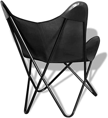 Shy Shy let's Touch The Sky Leather Butterfly Chair Black Living Room Chair Accent Chairs armless Chair Leather Chair with Black Metal Base (Iron Frame with Black Cover)