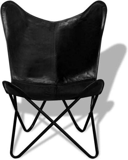 Shy Shy let's Touch The Sky Leather Butterfly Chair Black Living Room Chair Accent Chairs armless Chair Leather Chair with Black Metal Base (Iron Frame with Black Cover)