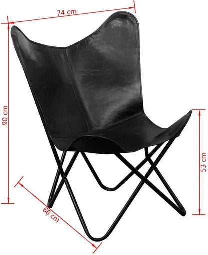 Shy Shy let's Touch The Sky Leather Butterfly Chair Black Living Room Chair Accent Chairs armless Chair Leather Chair with Black Metal Base (Iron Frame with Black Cover)