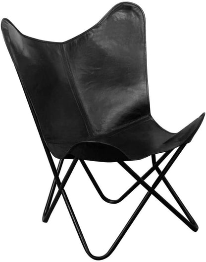 Shy Shy let's Touch The Sky Leather Butterfly Chair Black Living Room Chair Accent Chairs armless Chair Leather Chair with Black Metal Base (Iron Frame with Black Cover)