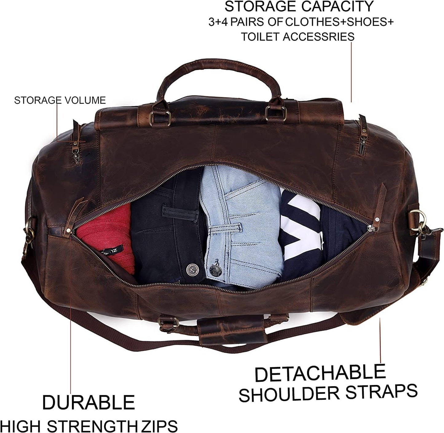 24 inches Genuine Leather Duffel | Travel Overnight Weekend Leather Bag | Sports Gym Duffel for Men