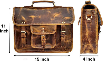 16 inch Large Leather Mens Briefcase Laptop Business Bag, Leather Satchel, Leather Messenger Bag, for him Men
