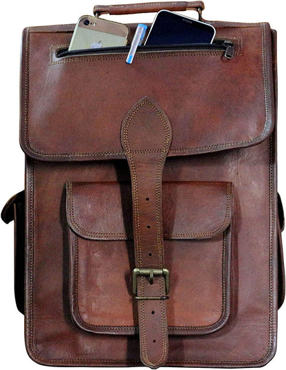 Shy Shy Let's Touch The Sky 16" Vintage leather Backpack Laptop Messenger Bag Lightweight College Rucksack Sling for Men Women