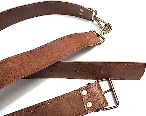 Shy Shy Duffle Bag Strap Replacement Handmade From Full Grain Leather, Adjustable Shoulder Strap With Metal Hooks perfect Match for Messenger Bag, Camera & Travel Bags, Duffle Bag