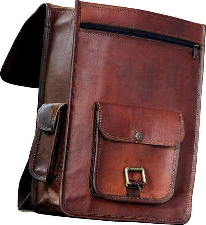 Shy Shy Let's Touch The Sky 16" Vintage leather Backpack Laptop Messenger Bag Lightweight College Rucksack Sling for Men Women