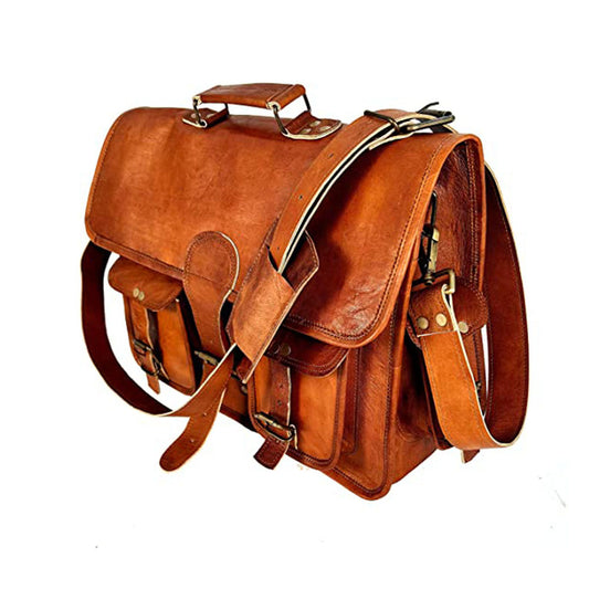 Handmade Leather Messenger Laptop Computer Satchel Distressed Bag (13" X 18") Stylish Backpack and Briefcase Bag for Men