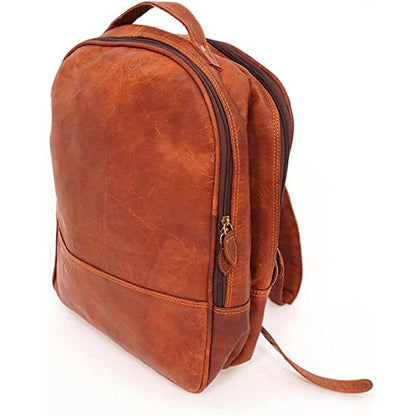 ShyShy 16 inch Vintage Genuine Leather Slim Laptop Backpack,College Casual Rusksack Travel Bag