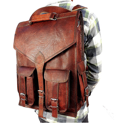 Shy Shy Let's Touch The Sky Vintage leather backpack Laptop Messenger Lightweight Rusksack Sling Bag Men Brown