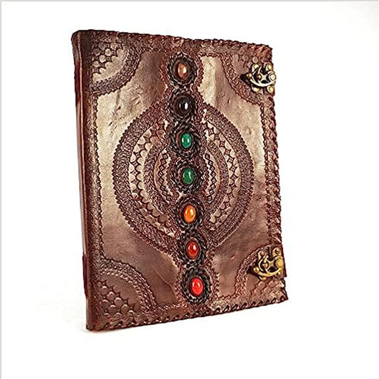 Shy Shy let's Touch The Sky Leather Journal Book 10 x 13 Inches Seven Chakra Medieval Stone Embossed Handmade Book of Shadows Notebook Office Diary College Book Poetry Book Sketch Book Office Product