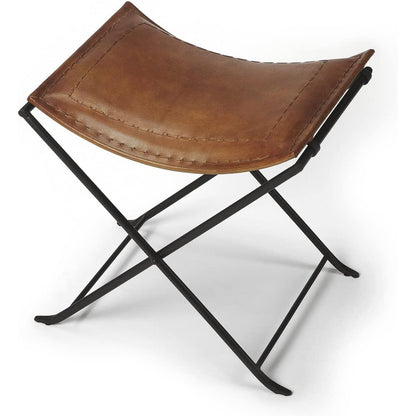 Shy Shy Leather Classical Side Stich Stool Bench (Brown)